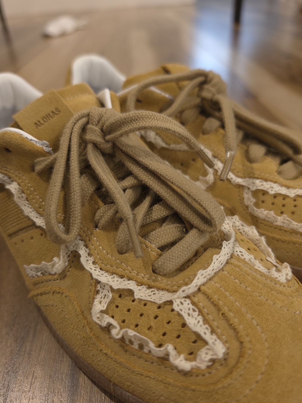 ALOHAS Mustard Suede Lace-Up Sneakers(size 8)